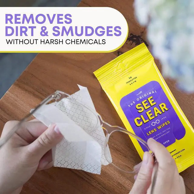 Alt view image 5 of 7 - See Clear Original Lens Cleaning Wipes - Pre-Moistened Eyeglass & Screen Cleaning Cloth Towelettes - Streak Free, Scratch Free Lens & Electronic Screen Cleaner - 12 Resealable Packs of 16 (192 Wipes)