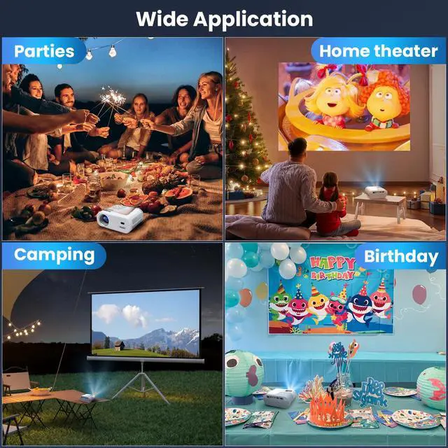 Alt view image 6 of 7 - Mini Projector, Projector with WiFi and Bluetooth, 1080P Support Portable Projector, Built-in Speaker, Compatible with Smartphone/Tablet/TV Stick, Movie Projectors for Bedroom, Home Theater, Kids Gift