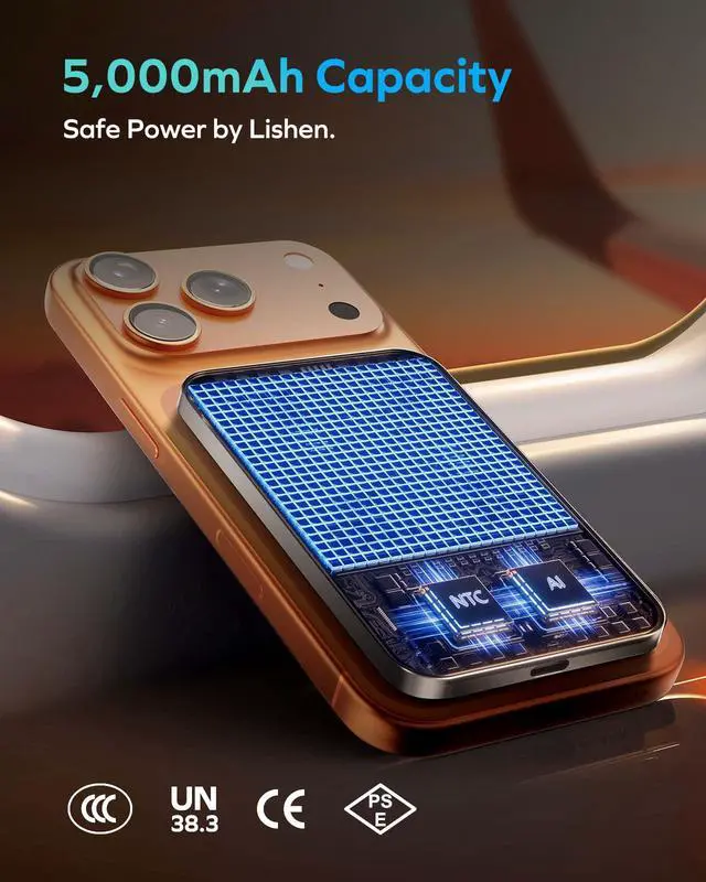 Alt view image 3 of 7 - (2026 NEW) Q.Pass Magnetic Power Bank, Qi2 Certified 15W Slim Power Bank Fast Charging, 5000mAh for Magsafe Portable Charger for iPhone Air Battery Pack/17/Pro/Max/16/15/14/13/12 (No Lightning)