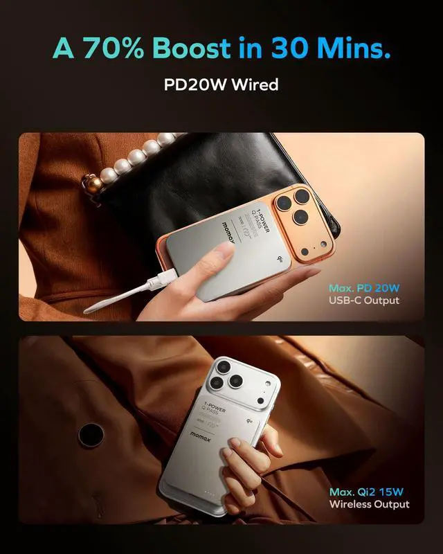 Alt view image 7 of 7 - (2026 NEW) Q.Pass Magnetic Power Bank, Qi2 Certified 15W Slim Power Bank Fast Charging, 5000mAh for Magsafe Portable Charger for iPhone Air Battery Pack/17/Pro/Max/16/15/14/13/12 (No Lightning)