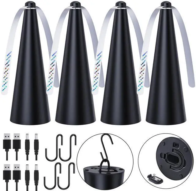 Main image of Fly Fans for Tables, Food Fan to Keep Flies Away, 4 Pack Portable Outdoor Indoor Batteries Powered Picnic Table Top Spinner with Metal Hanger, Bug Repellent for Restaurant, Camping (Black)