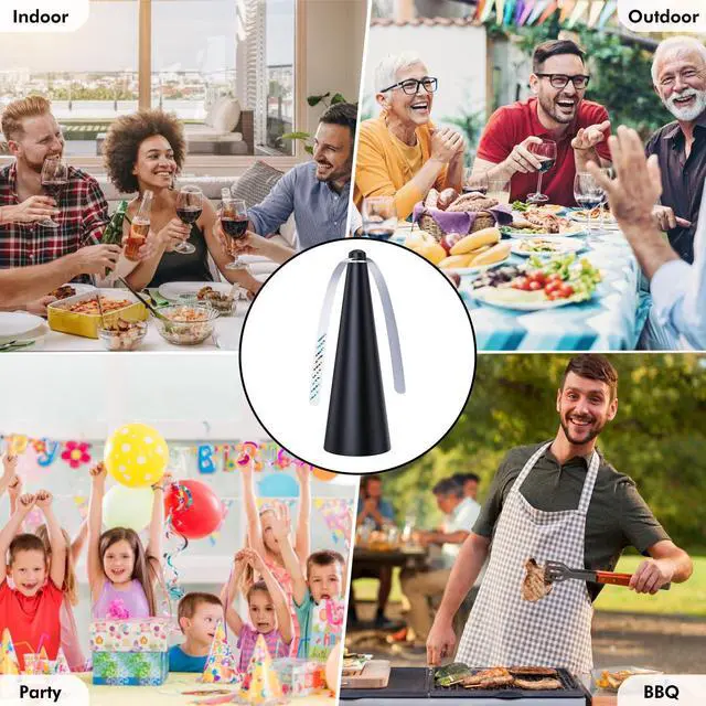 Alt view image 7 of 7 - Fly Fans for Tables, Food Fan to Keep Flies Away, 4 Pack Portable Outdoor Indoor Batteries Powered Picnic Table Top Spinner with Metal Hanger, Bug Repellent for Restaurant, Camping (Black)