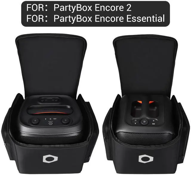 Alt view image 2 of 7 - Portable Carrying Case for JBL PartyBox Encore 2 & Encore Essential Speaker Shockproof Travel Bag with Mic Holders, Accessory Pocket, Adjustable Strap Lightweight Protective Cover
