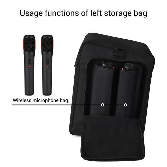 Alt view image 5 of 7 - Portable Carrying Case for JBL PartyBox Encore 2 & Encore Essential Speaker Shockproof Travel Bag with Mic Holders, Accessory Pocket, Adjustable Strap Lightweight Protective Cover