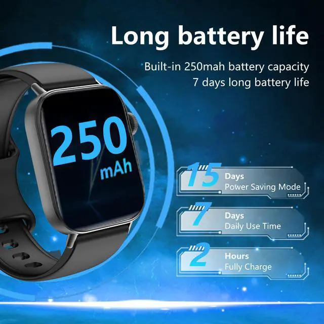 Alt view image 7 of 7 - Black Smart Watche for Men/Women,1.75" fitness trackers with Heart Rate Monitor/Flashlight , IP67 Waterproof, Bluetooth Call & Music Control, Sport watch men,120+ Sport Smartwatch for iOS Phone Adroid