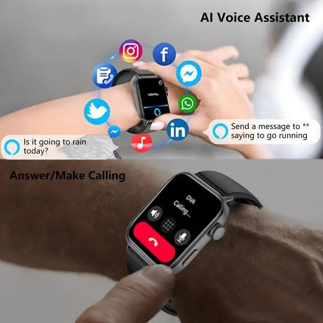 Alt view image 6 of 7 - Black Smart Watche for Men/Women,1.75" fitness trackers with Heart Rate Monitor/Flashlight , IP67 Waterproof, Bluetooth Call & Music Control, Sport watch men,120+ Sport Smartwatch for iOS Phone Adroid