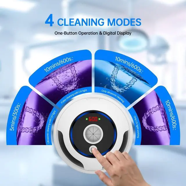 Alt view image 4 of 7 - Dental Ultrasonic Retainer Cleaner Machine, 45kHz Dental Cleaning Pod with Digital Timer & 200ML, Deep Cleaning for Dentures, Mouth Guards, Aligners, Braces, Night Guards, Toothbrush Heads & Jewelry