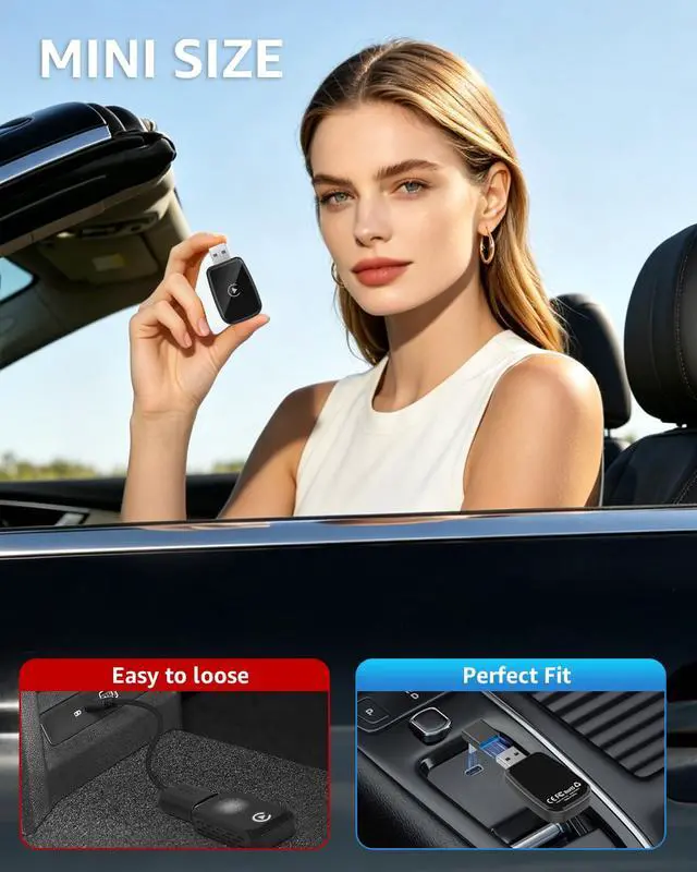 Alt view image 4 of 7 - 4 in 1 Wireless CarPlay Adapter Car Screen Mirroring Adapter for Apple iPhone& Android, Convert Wired CarPlay to Wireless, Stable Control & No Delay Latency, Plug and Play