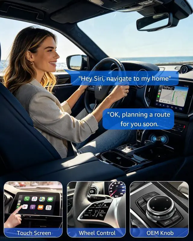 Alt view image 7 of 7 - 4 in 1 Wireless CarPlay Adapter Car Screen Mirroring Adapter for Apple iPhone& Android, Convert Wired CarPlay to Wireless, Stable Control & No Delay Latency, Plug and Play