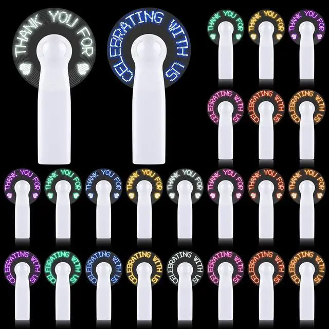 Main image of 24 Pcs Mini Portable Handheld Fans Bulk For Guest LED Battery Powerful Fan Small Personal Fans Thank You For Celebrating With Us Gifts for Summer Beach Wedding Baby Shower Party Favors (24, White)