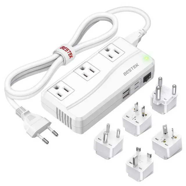 Main image of 220V to 110V Converter, 300W AC Voltage Converter US to Europe with 2 USB-C (PD20w), Step Down Power Converter for European Travel, (EU/UK/AU/JP/India/South Africa 5 Universal Plug Adapter)
