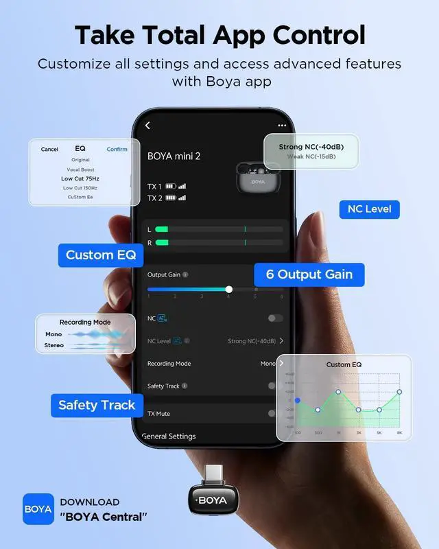 Alt view image 5 of 7 - Mini 2 Wireless Lavalier Microphone for iPhone15/16/17 & Android, Ultra Mini Mic with Noise Reduction, Lapel Microphone for Vlogging TikTok YouTube Content Creators