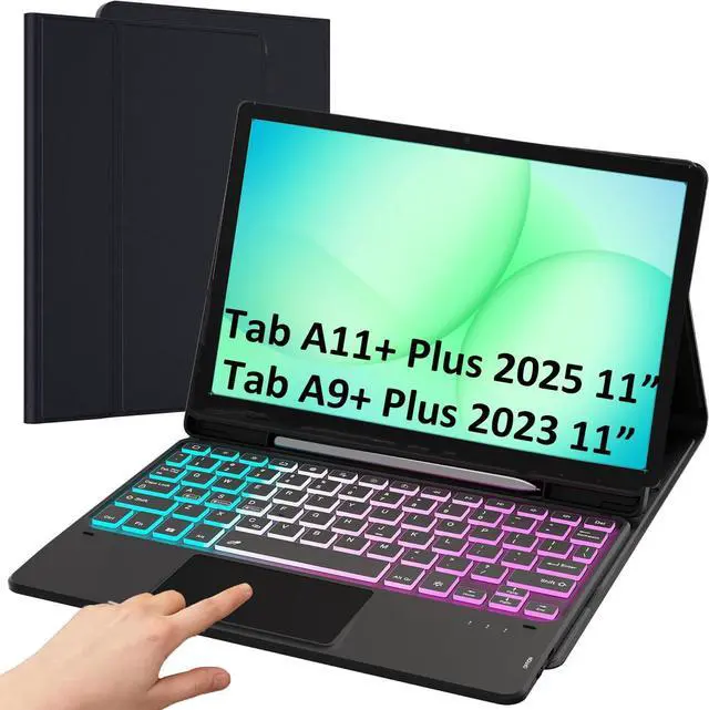 Main image of for Samsung Galaxy Tab A11 Plus 2025/A9 Plus 2023 11" Keyboard Case: 3 Zone 7 Colors Backlit Trackpad Keyboard for 11-inch Samsung Tab A9+/A11+ 5G - Detachable Key Board Tablet Cover with Pen Holder