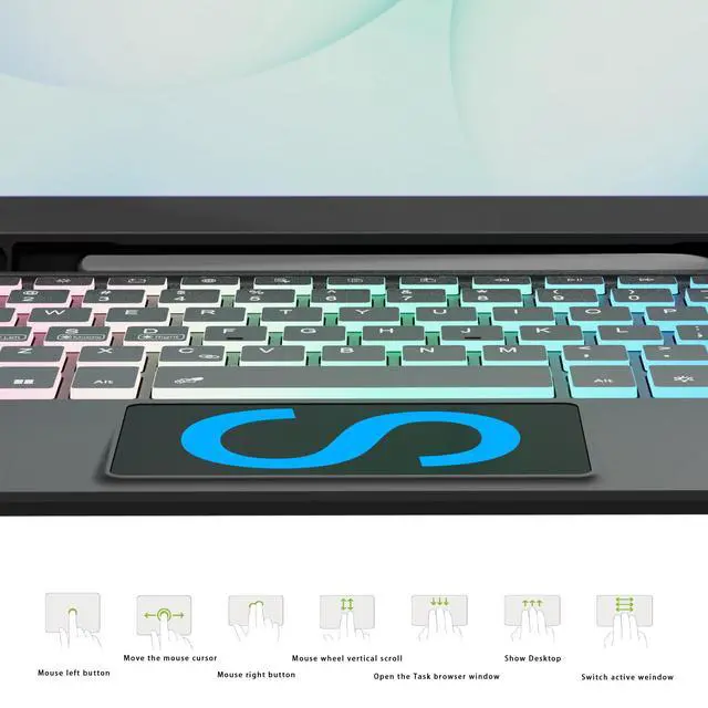 Alt view image 3 of 6 - for Samsung Galaxy Tab A11 Plus 2025/A9 Plus 2023 11" Keyboard Case: 3 Zone 7 Colors Backlit Trackpad Keyboard for 11-inch Samsung Tab A9+/A11+ 5G - Detachable Key Board Tablet Cover with Pen Holder