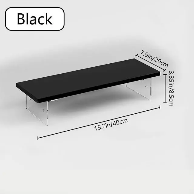 Alt view image 4 of 7 - Anti-slip Monitor Stand Riser 2.16/3.34 Inch 2 Height Adjustments Clear Acrylic Stand with Clear Anti-slip Mat, Desk Accessories Screen/PC/Printer/Laptop/Mirror Riser 7.8 x 15.7 Inch (Black)