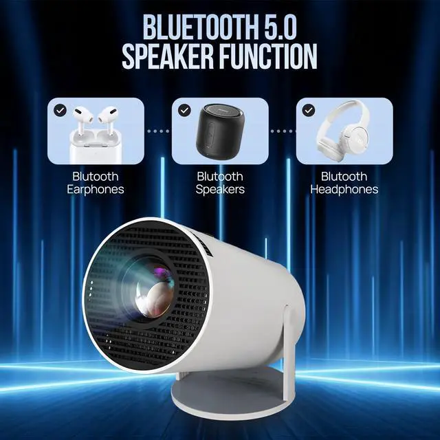 Alt view image 3 of 5 - Upgraded Projector with WiFI 6 and Bluetooth Mini Portable Smart Video Theater 4K HD 1080P Outdoor Screen Movie Home TV Monitor PC Games 180° Rotatable Compatible for Laptop Tablet Computer