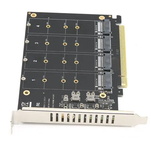 Alt view image 4 of 7 - M.2 PCIe Adapter, 4 Port M.2 NVMe SSD to PCIE X16 M Key Hard Drive Converter Reader Expansion Card