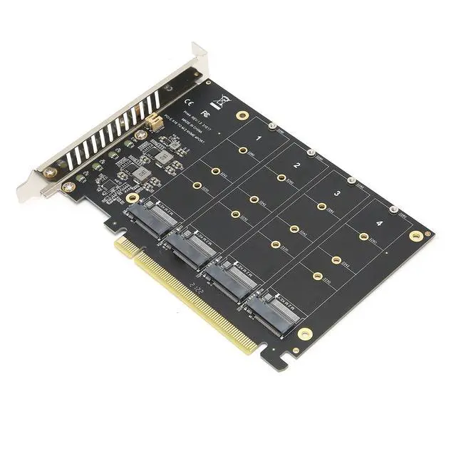 Alt view image 5 of 7 - M.2 PCIe Adapter, 4 Port M.2 NVMe SSD to PCIE X16 M Key Hard Drive Converter Reader Expansion Card