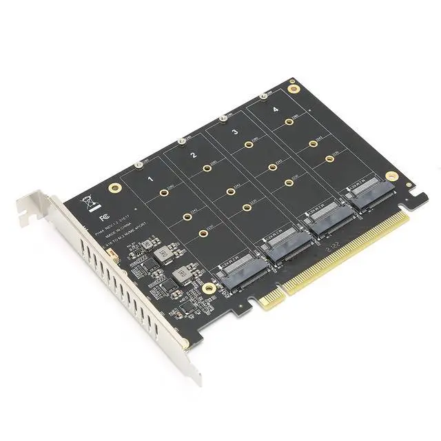 Alt view image 6 of 7 - M.2 PCIe Adapter, 4 Port M.2 NVMe SSD to PCIE X16 M Key Hard Drive Converter Reader Expansion Card