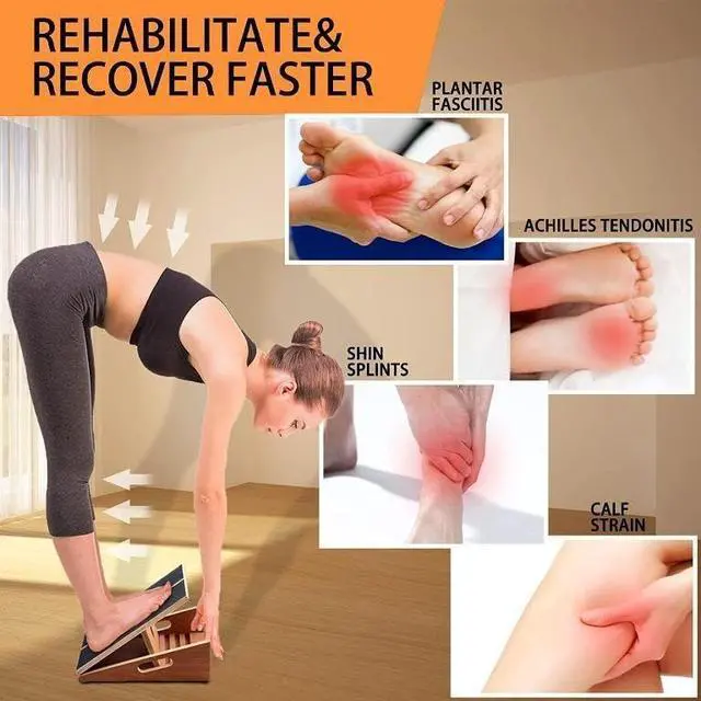 Alt view image 5 of 7 - Wooden Slant Board, 5 Positions Adjustable Slant Board for Calf Stretching Squats Incline Board and Calf Stretcher, Slant Squat Board for Knees Ankle Heel Feet Leg