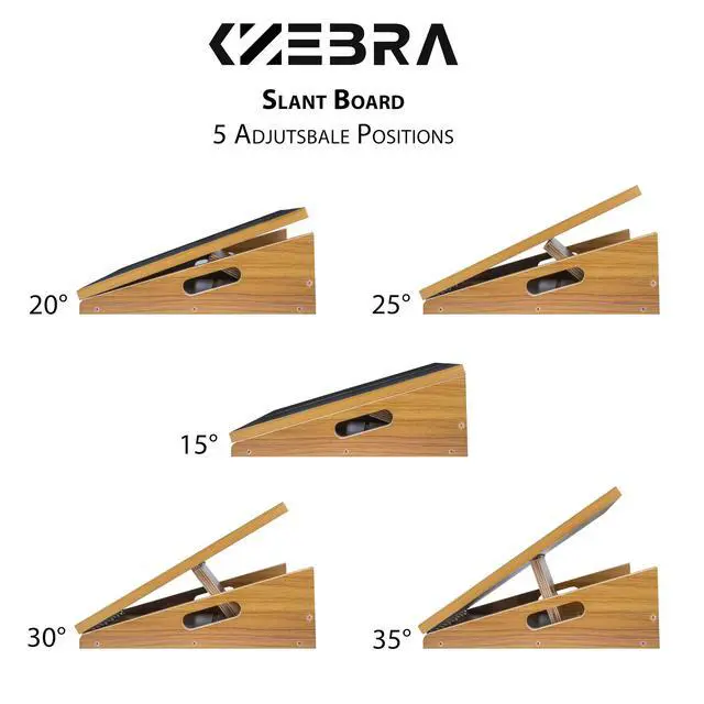 Alt view image 6 of 7 - Wooden Slant Board, 5 Positions Adjustable Slant Board for Calf Stretching Squats Incline Board and Calf Stretcher, Slant Squat Board for Knees Ankle Heel Feet Leg
