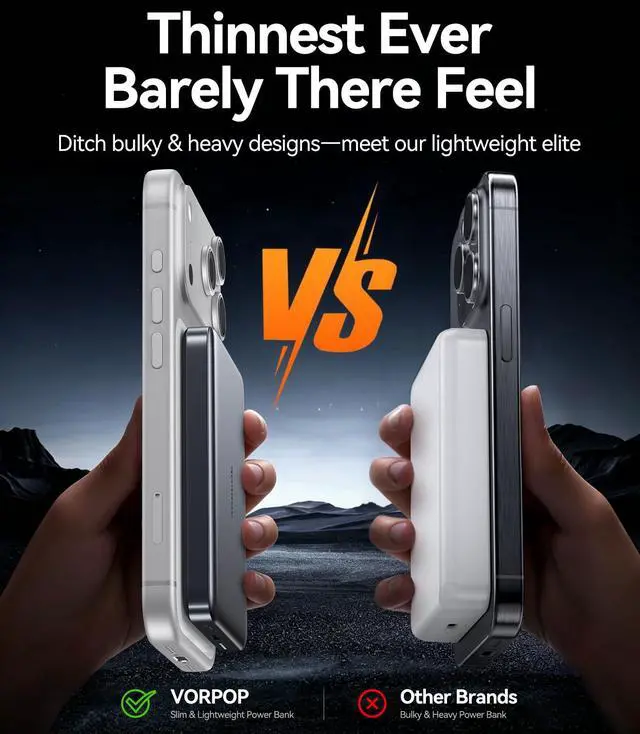 Alt view image 2 of 7 - Portable Charger for iPhone, Ultra-Slim 10,000mAh Magnetic Power Bank, Fast Charging with USB C Cable, Magsafe Wireless Battery Pack for iPhone 17/16/15/14/13/12 Series Travel Essentials