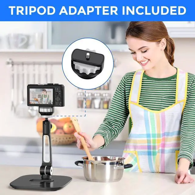 Alt view image 7 of 7 - Tablet Stand Holder, Stylish Aluminum iPad Stands, Foldable 360° Swivel Table Stand Holder fits 4-11" Tablets/Smartphones for Kitchen Bedside Office POS Showroom Reception (Black)