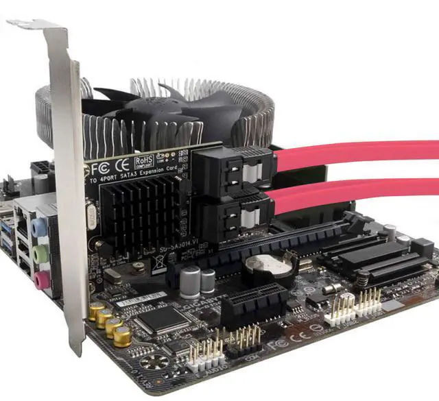 Alt view image 6 of 6 - 4 Port Card with 4 Cables - SATA 3.0 6 Gbps PCIe Controller - Low Profile Bracket Support - 4 Devices
