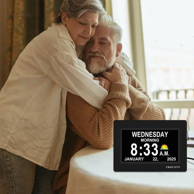 Alt view image 6 of 7 - Dementia Clocks, Large Display Calendar Alarm Clock with Auto DST for Seniors, 5 Display Modes Large Font Digital Clock with Custom Alarms Day Date Clocks. (7 Inch Black)