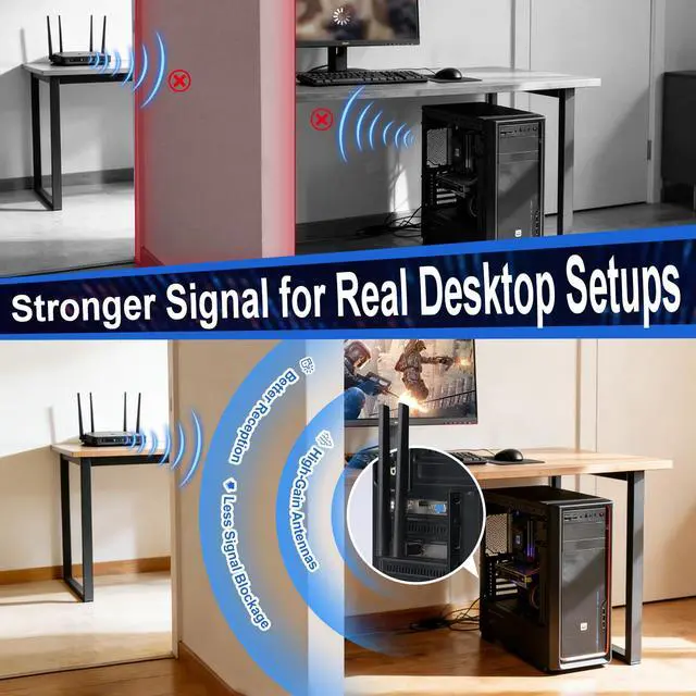 Alt view image 3 of 7 - WiFi 7 PCIE Card 9.3Gbps 802.11BE WiFi 6E Card with Bluetooth 5.4 Tri-Band 4K QAM 320MHz WiFi 7 BE200 Inside Wireless Network Adapter for PC Desktop Supports Windows 10/11 (Not for AMD Motherboard)