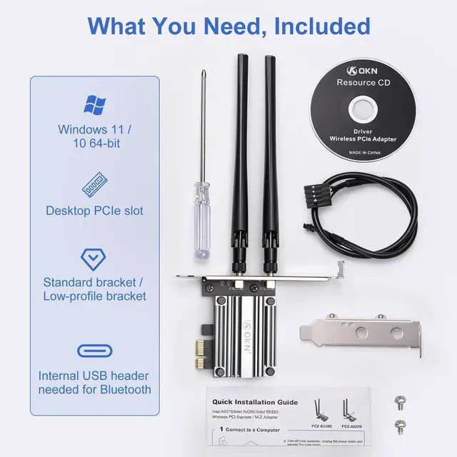 Alt view image 7 of 7 - WiFi 7 PCIE Card 9.3Gbps 802.11BE WiFi 6E Card with Bluetooth 5.4 Tri-Band 4K QAM 320MHz WiFi 7 BE200 Inside Wireless Network Adapter for PC Desktop Supports Windows 10/11 (Not for AMD Motherboard)