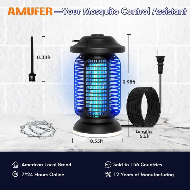 Alt view image 7 of 7 - Bug Zapper Outdoor & Indoor, Upgraded 18W Exclusive Blue-Violet Light with 2W LED Lamp, 100% Increase in Mosquito Control Effect, Coverage of 1/2-1 Acre, Fly Zapper for Patio, Backyard, Home