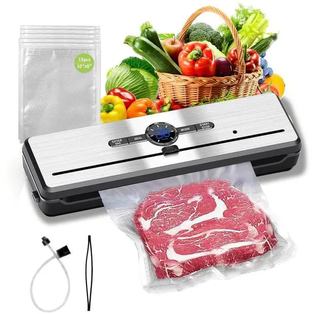 Main image of Vacuum Sealer, 70KPA Powerful Pro Food Saver Vacuum Sealer Machine, Full Automatic with Double Heat Seal, Liquid, Wet, Dry Modes with External Vacuum System, Built in Cutter & 15 Vacuum Bags