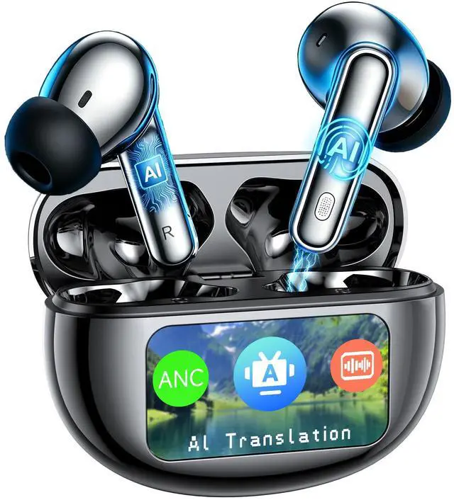 Main image of AI Translation Earbuds Real Time,199 Language Translator Earbuds,Bluetooth 6.1 Audifonos Traductores Inglés Español,4 ANC Mic Translating Device,Translate Ear Buds for Travel Learning with LCD Touch