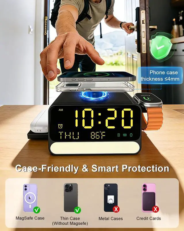 Alt view image 7 of 7 - Upgraded 7-in-1 Wireless Charging Station for Apple&Samsung,Magnetic Charger with Voice-Controlled Night Light,for iPhone 17/16/15/14 Pro Max,Samsung Galaxy,Google Device,Apple&Samsung Watch,AirPods