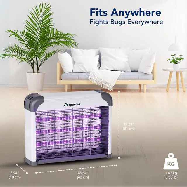 Alt view image 3 of 7 - Dual-Spectrum LED Bug Zapper Indoor, High-Voltage Electric Grid Mosquito and Fly Trap, 3 Long-Life UV LED Lamps 395nm, Kills Gnats, Moths, Wasps and Fruit Flies