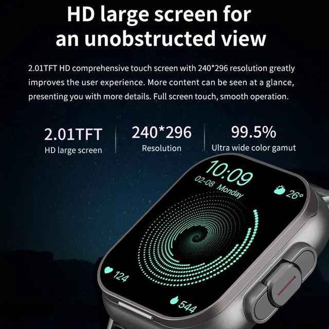 Alt view image 3 of 7 - Smart Watch with Earbuds, 2.01" HD Screen Fitness Watch, 2 in 1 Smartwatch with 100+ Sport Modes Fitness Tracker, Sleep/Heart Rate/Monitor Pedometer for iOS & Android, Black