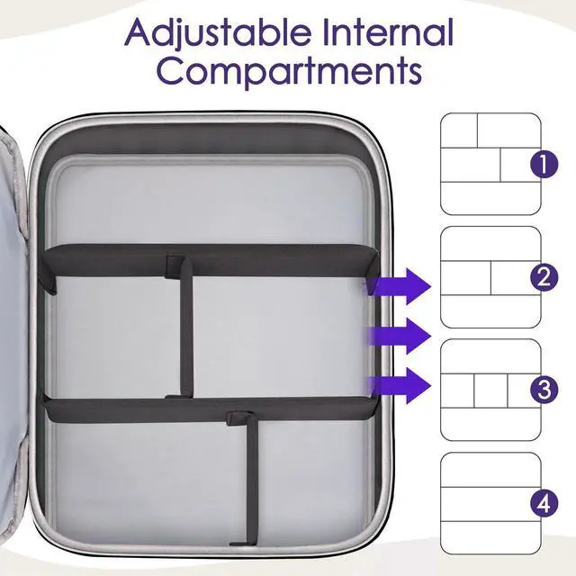 Alt view image 4 of 7 - Audio Mixer Case (Size:16"x 12.75" x 5.5"), DJ Mixer Bag with 10mm Padding, Large-Capacity Recording Equipment Bag Soft with Adjustable Storage for Cables, Podcast Gear and Mics, Black