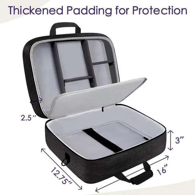 Alt view image 3 of 7 - Audio Mixer Case (Size:16"x 12.75" x 5.5"), DJ Mixer Bag with 10mm Padding, Large-Capacity Recording Equipment Bag Soft with Adjustable Storage for Cables, Podcast Gear and Mics, Black