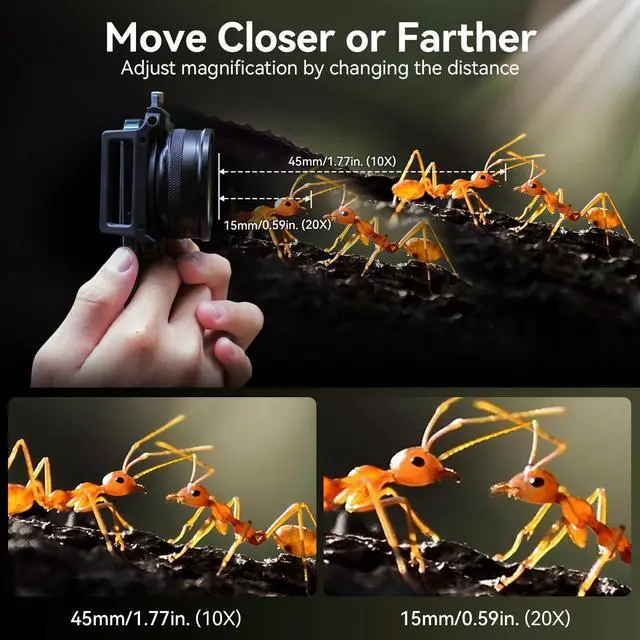 Alt view image 3 of 7 - Macro Lens Kit for Smartphone, 10-20X Micro Phone Lens with Universal Lens Clip, HD Magnifier Photography Lens for iPhone Android Phone (Fits for Almost All Phone), Phone Macro Lens Attachment