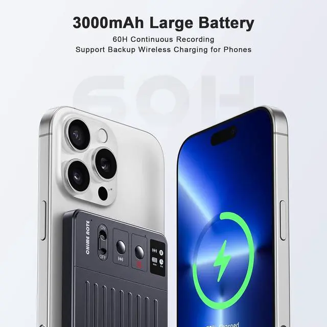 Alt view image 4 of 7 - AI Voice Recorder, Digital Voice Recorder App Control, Transcribe & Summarize & Translation Empowered by ChatGPT, Wireless Charging, 121 Languages, 64GB Memory for Lecture, Meeting, Calls