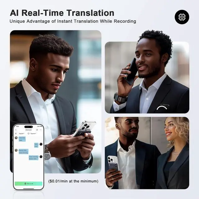 Alt view image 5 of 7 - AI Voice Recorder, Digital Voice Recorder App Control, Transcribe & Summarize & Translation Empowered by ChatGPT, Wireless Charging, 121 Languages, 64GB Memory for Lecture, Meeting, Calls