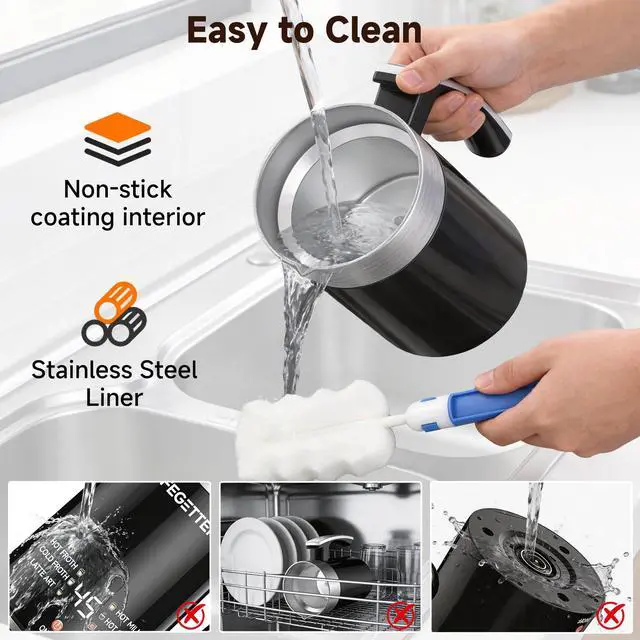 Alt view image 7 of 7 - Milk Frother and Steamer 6-in-1 Electric Milk Frother 420ml/14.2oz Automatic Hot and Cold Foam Maker with Temp Contro Milk Warmer for Latte Cappuccino Macchiato Hot Chocolate Yogurt