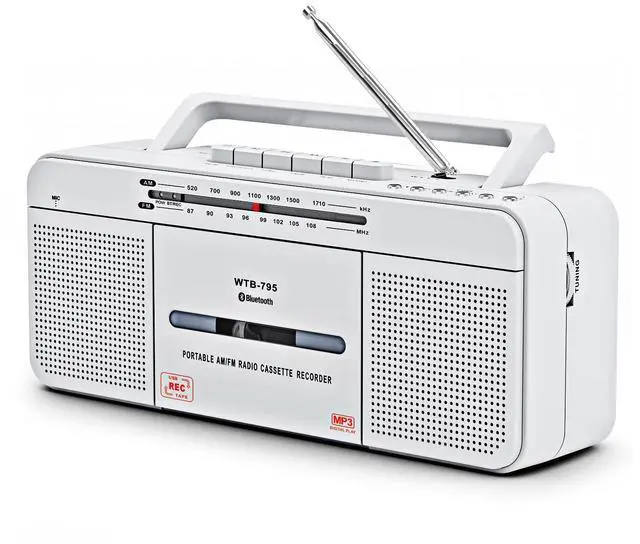 Main image of Portable Cassette Player Recorder Boombox with Bluetooth,USB,AM/FM Radio,Tape Player/Recording,USB Playback/Recording,Cassette to MP3 Converter