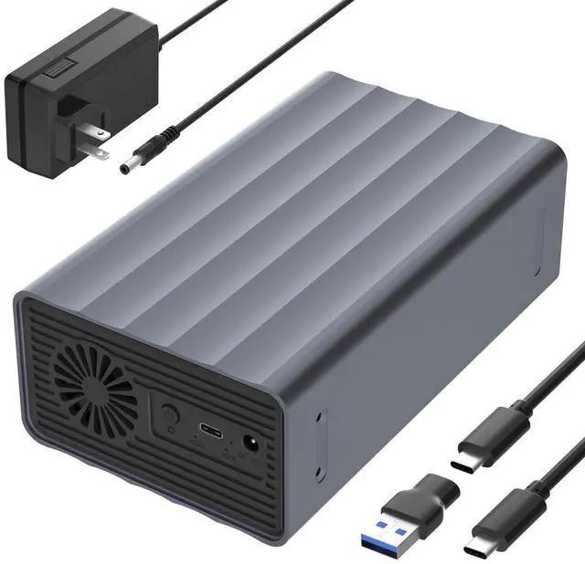 Main image of 2 Bay Hard Drive Enclosure for 2.5"/3.5" SATA HDD/SSD Up to 48TB, Aluminum External HDD Enclosure with Cooling Fan, 5Gbps USB 3.0 Hard Drive Enclosure Storage DAS (NO RAID/NAS)