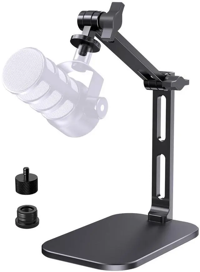 Main image of Heavy-Duty Desk Mic Stand, Max Load 2.68 lb Compatible with Rode Podmic, Blue Yeti, Shure and More Mics, Perfect for Small Space Home Office Streaming Setup, Black (up to 1220g)