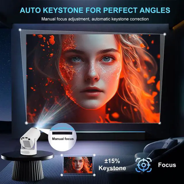 Alt view image 6 of 7 - Mini Portable Projector with TranScreen App , Smart Movie Projector for TV Stick, Smartphone, iPhone & USB , 4K HD Support, Bedroom and Indoor/Outdoor Home Theater with Wall/Ceiling Projection