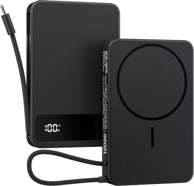 Main image of Magnetic Power Bank, 10,000mAh Wireless Portable Charger for Mag-Safe 15W Fast Charging, Battery Pack with USB-C Cable 20W in/Out for iPhone 17e/Air/17/16/15/14/13/12/Plus/Pro/Pro Max, AirPods & More