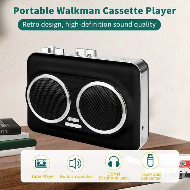 Alt view image 3 of 7 - Portable Cassette to USB Converter,Dual Speaker Pure Stereo &Auto Reverse Cassette Player, Supports U Disk & USB Card Reader