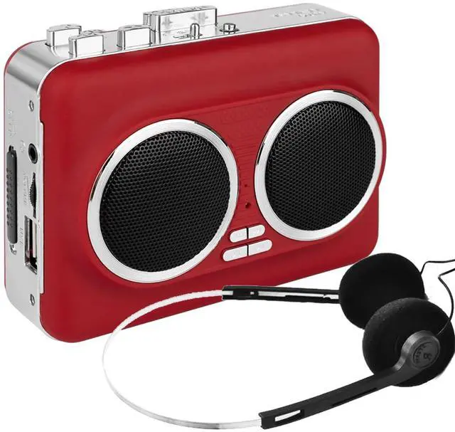 Main image of Cassette Player Recorder, Portable Cassette Tape Player with Built-in Dual Speakers, Auto Reverse, Cassette to MP3 ,Rewind Stereo Cassette Red